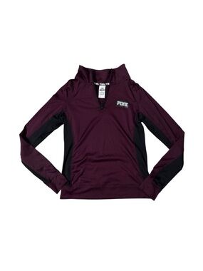 Pink Victoria’s Secret ultimate burgundy and black quarter zip pullover shirt